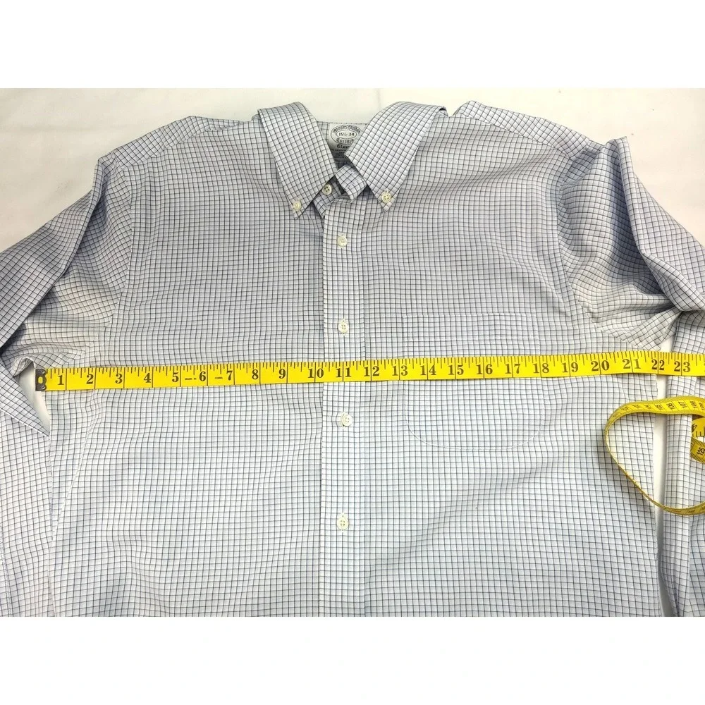 Brooks Brothers Button Up Shirt Blue Check 15½ 34‎ Long Sleeve